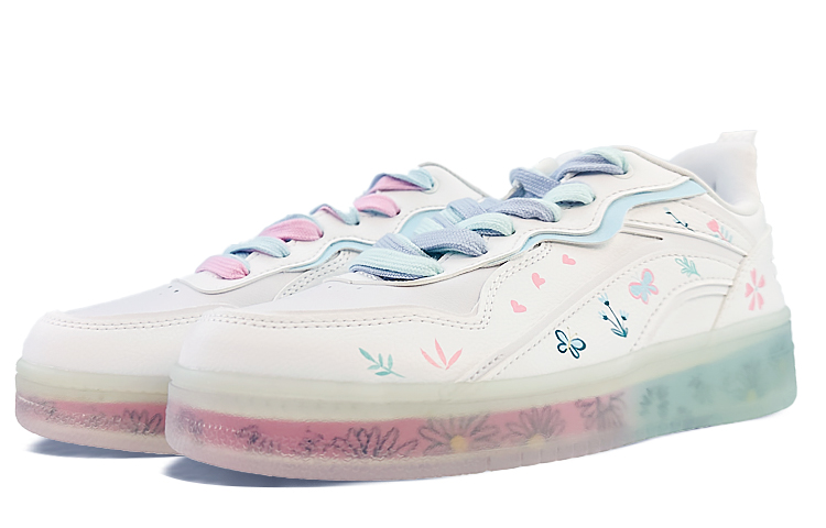 Lookbook (W) 【定制鞋】李宁极简风米奇花卉世界白粉色款 AGCS020-2(Team40-女款米奇的花花世界白粉)