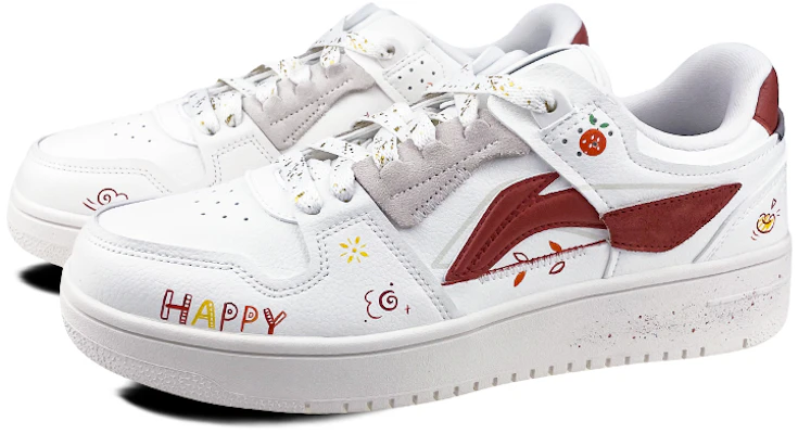 (W) 【定制鞋款】李宁Sky Low定制版‘白红’ AGCP362-7(Team叁-女款新年艺术涂鸦) Lookbook (W) 【定制鞋款】李宁Sky Low定制版‘白红’ AGCP362-7(Team叁-女款新年艺术涂鸦)