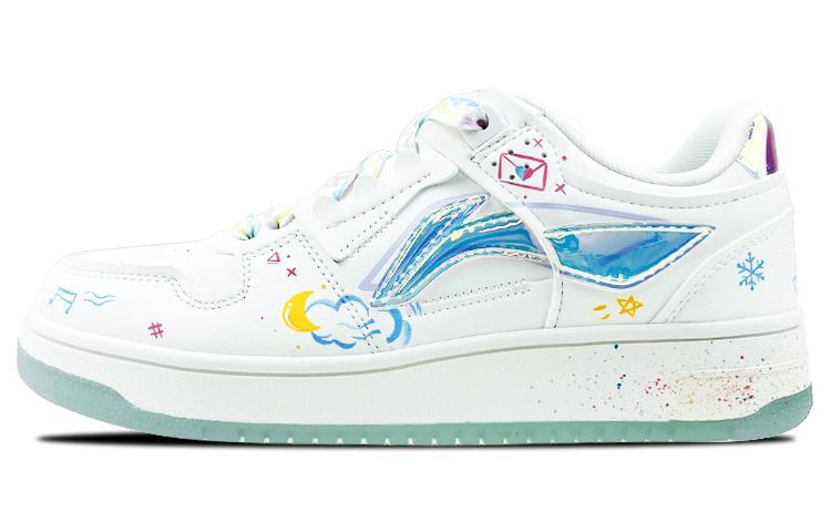 Buy (W) [Sepatu Kustom] Li-Ning Sky Path Low Putih Biru 'Graffiti Warna Laser Imut' AGCP362-8(Team叁-女款涂鸦玉桂狗手绘白蓝)