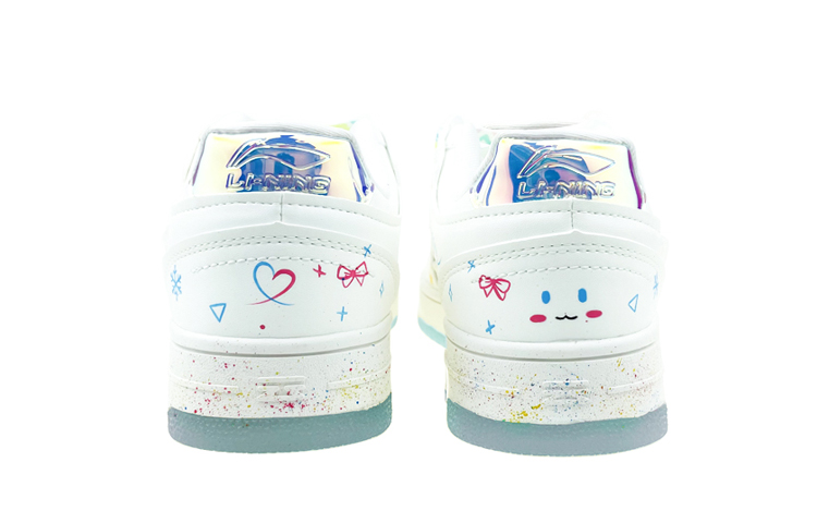 Shop (W) [Sepatu Kustom] Li-Ning Sky Path Low Putih Biru 'Graffiti Warna Laser Imut' AGCP362-8(Team叁-女款涂鸦玉桂狗手绘白蓝)