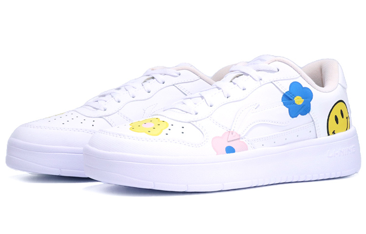 Lookbook (W) 리닝 커스텀 핸드페인팅 스마일 플라워 슈즈 (66 characters) AGCQ578-1(TeamTen-女款笑脸花朵)