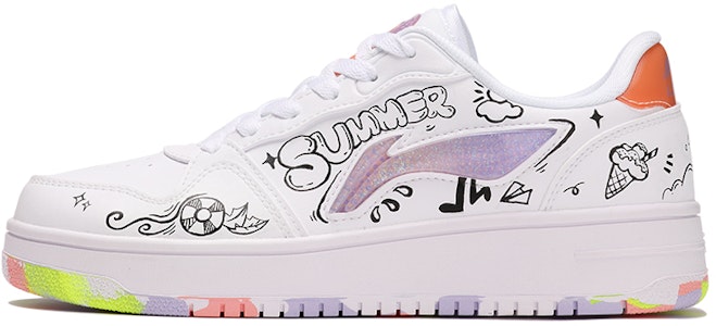 【定制球鞋】 LiNing李寧 塗鴉 夏日 海浪 個性百搭 潮流 低幫 板鞋 女款 黑白 Buy 【定制球鞋】 LiNing李寧 塗鴉 夏日 海浪 個性百搭 潮流 低幫 板鞋 女款 黑白