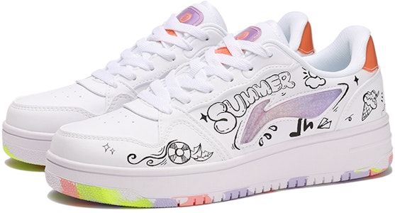 【定制球鞋】 LiNing李寧 塗鴉 夏日 海浪 個性百搭 潮流 低幫 板鞋 女款 黑白 Lookbook 【定制球鞋】 LiNing李寧 塗鴉 夏日 海浪 個性百搭 潮流 低幫 板鞋 女款 黑白