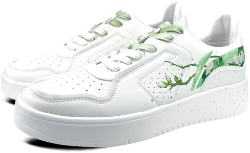【定制球鞋】LiNing李寧 街頭玩家 白玫瑰 藝術 油畫 塗鴉 春夏 低幫 板鞋 女款 白綠 Lookbook 【定制球鞋】LiNing李寧 街頭玩家 白玫瑰 藝術 油畫 塗鴉 春夏 低幫 板鞋 女款 白綠