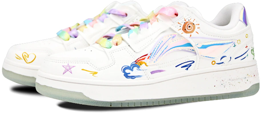 【定製球鞋】 LiNing李寧 天跡 鐳射 藝術塗鴉 彩色 可愛 童趣 潑墨 手繪噴繪 白藍藝術家主題定製 低幫 板鞋 女款 白藍 Lookbook 【定製球鞋】 LiNing李寧 天跡 鐳射 藝術塗鴉 彩色 可愛 童趣 潑墨 手繪噴繪 白藍藝術家主題定製 低幫 板鞋 女款 白藍