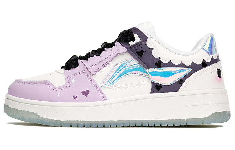 Buy 【客製化球鞋】LiNing李寧 天跡 絲帶 愛心 可愛少女 表情 低幫 板鞋 女款 紫白色