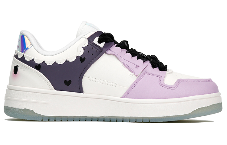 Order 【客製化球鞋】LiNing李寧 天跡 絲帶 愛心 可愛少女 表情 低幫 板鞋 女款 紫白色