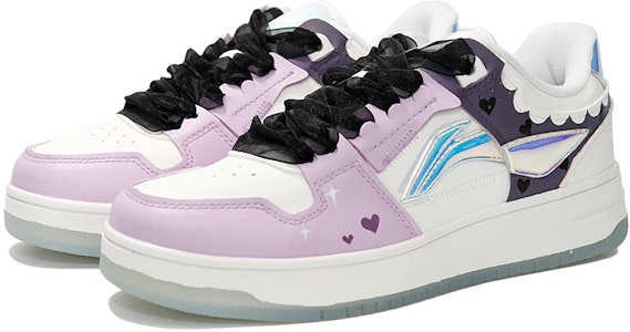 【客製化球鞋】LiNing李寧 天跡 絲帶 愛心 可愛少女 表情 低幫 板鞋 女款 紫白色 Lookbook 【客製化球鞋】LiNing李寧 天跡 絲帶 愛心 可愛少女 表情 低幫 板鞋 女款 紫白色