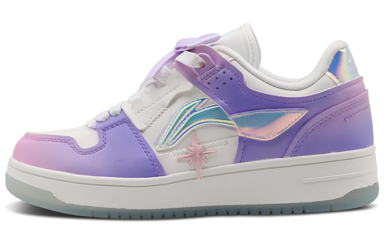 [Custom Shoes] (Women) Li-Ning Tian Ji 'Romantic Fantasy Gradient with Octagram Patch and Pearl Pink Shoelaces with Purple Bow'