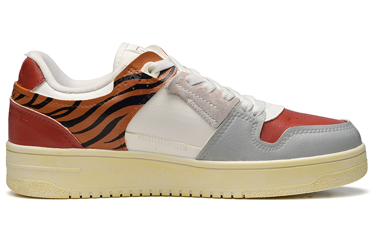 Order (W) [Sepatu Kustom] Li-Ning Tian Ji 'Pola Harimau Merah Putih Abu' AGCP362-7(TeamE-女款虎纹红白灰)