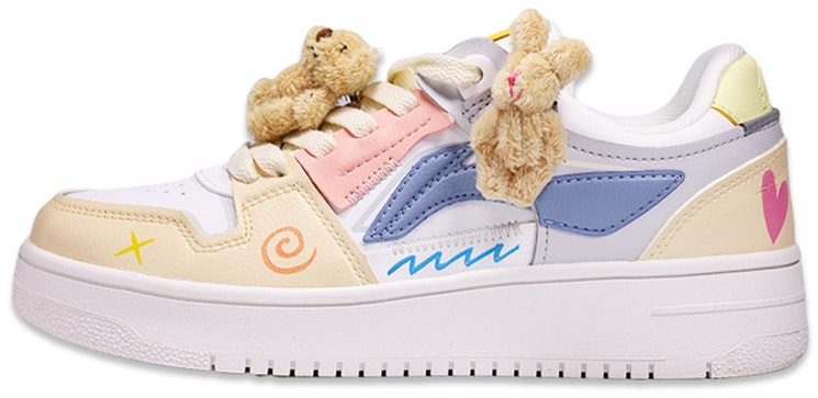 custom-shoes-women-li-ning-tian-ji-low-cartoon-plush-bunny-and-bear