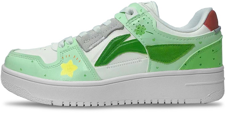custom-shoes-women-li-ning-tianji-dream-green-four-leaf-clover-heart