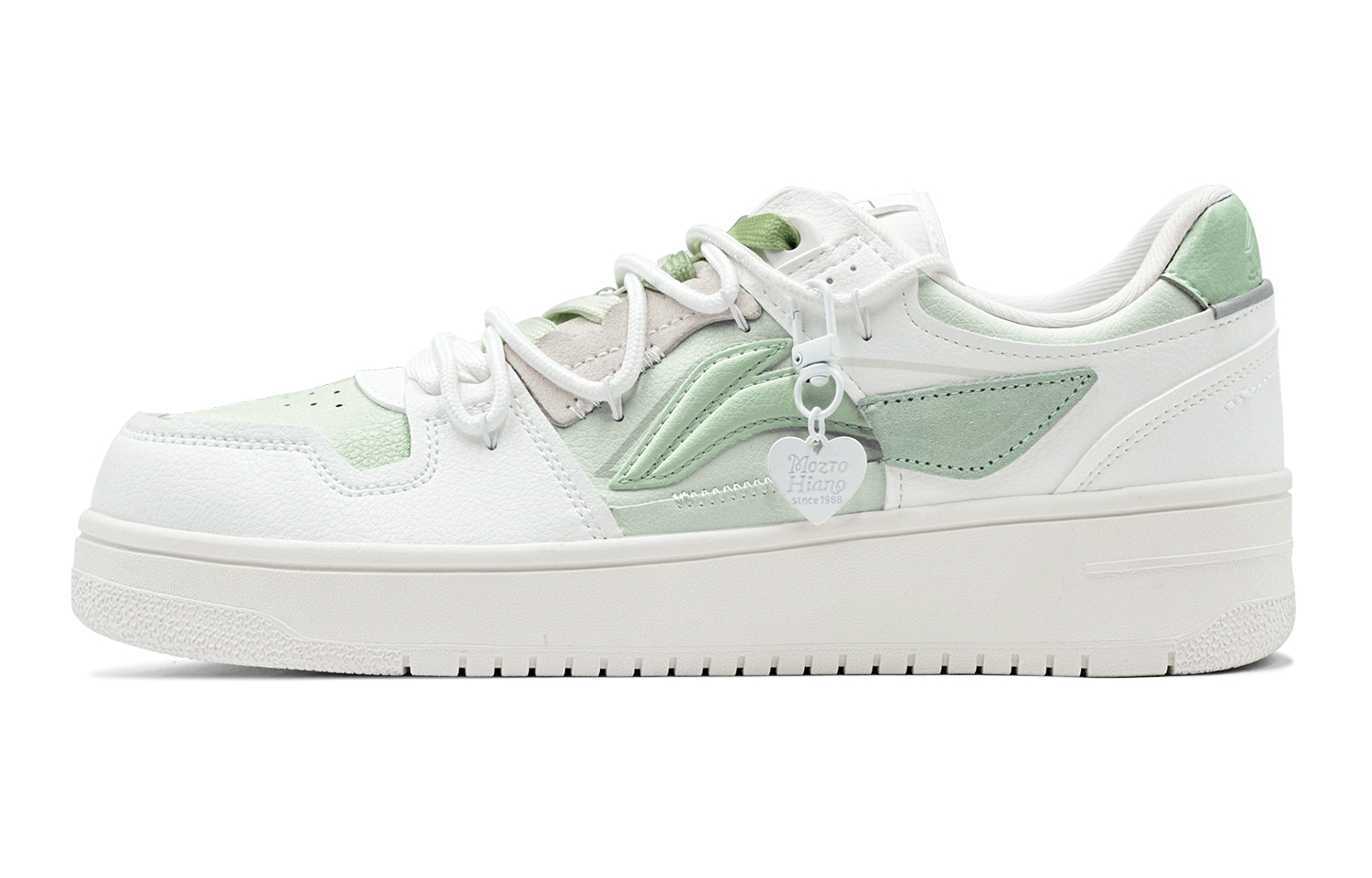 Buy 【定製球鞋】LiNing李寧 天跡 李寧 天跡 多巴胺搭配 清新夏日 愛心掛飾 特殊鞋盒 防滑耐磨 低筒 板鞋 女款 綠白