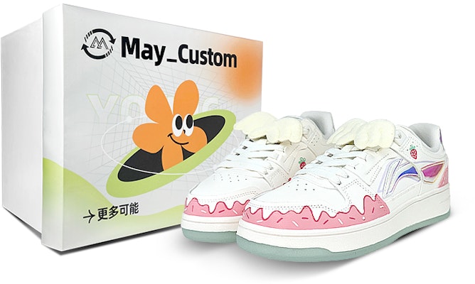 【定製球鞋】LiNing李寧 天跡 雷射 禮盒 草莓蛋糕 流淌 塗鴉 鞋帶扣 少女 低筒 板鞋 女款 白粉 Buy 【定製球鞋】LiNing李寧 天跡 雷射 禮盒 草莓蛋糕 流淌 塗鴉 鞋帶扣 少女 低筒 板鞋 女款 白粉