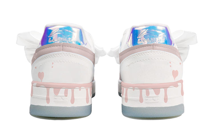 Purchase 【訂製球鞋】 LiNing李寧 天跡 鐳射 CNY兔年限定 蝴蝶結 愛心 經典休閒 低筒 板鞋 女款 粉白