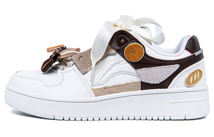 Buy 【定制球鞋】 LiNing李寧 天跡 提拉米蘇 布貼 絲帶 蝴蝶結 可愛風 低幫 板鞋 女款 白棕