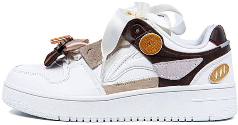 【定制球鞋】 LiNing李寧 天跡 提拉米蘇 布貼 絲帶 蝴蝶結 可愛風 低幫 板鞋 女款 白棕 Buy 【定制球鞋】 LiNing李寧 天跡 提拉米蘇 布貼 絲帶 蝴蝶結 可愛風 低幫 板鞋 女款 白棕