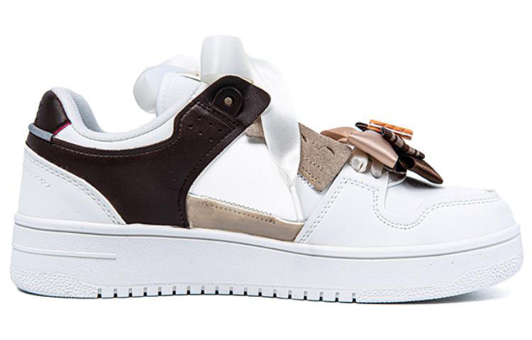 Order 【定制球鞋】 LiNing李寧 天跡 提拉米蘇 布貼 絲帶 蝴蝶結 可愛風 低幫 板鞋 女款 白棕