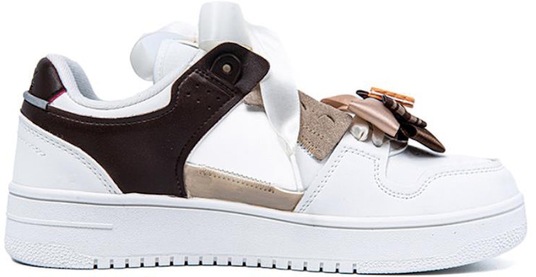 【定制球鞋】 LiNing李寧 天跡 提拉米蘇 布貼 絲帶 蝴蝶結 可愛風 低幫 板鞋 女款 白棕 Order 【定制球鞋】 LiNing李寧 天跡 提拉米蘇 布貼 絲帶 蝴蝶結 可愛風 低幫 板鞋 女款 白棕