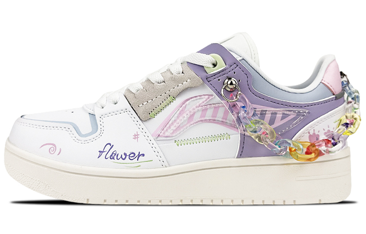Buy (W) Li-Ning Tianji "Tulip Graffiti" Blanco-Morado (Personalizadas) AGCP362-12(Team叁-女款郁金香S-BOXQD)