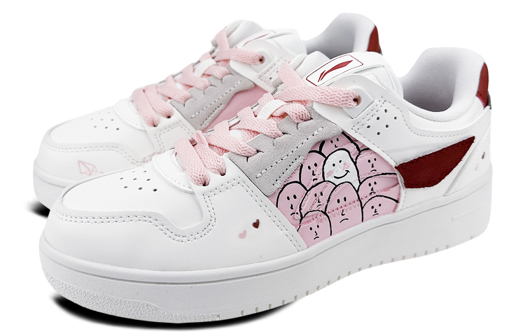 Lookbook (W) [Sepatu Kustom] Li-Ning Tianji 'Valentine Putih-Pink' AGCP362-7(Team叁-女款人群笑脸S-BOX)