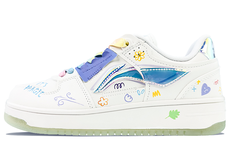 Buy (W) Zapatillas Li-Ning Tianji 'Blanco Púrpura Amarillo - Minimalista' AGCP362-8(Team40-女款魔法乐园白)