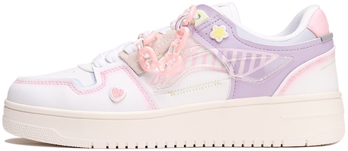 【定制球鞋】 LiNing李寧 天跡 粉色二次元 刺繡貼 鏈條 低幫 板鞋 女款 白粉紫 Buy 【定制球鞋】 LiNing李寧 天跡 粉色二次元 刺繡貼 鏈條 低幫 板鞋 女款 白粉紫