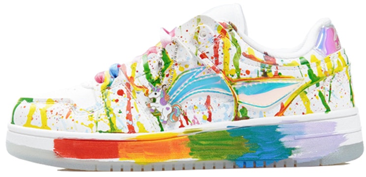 custom-shoes-women-li-ning-tianji-low-top-splatter-rainbow-unicorn-laser