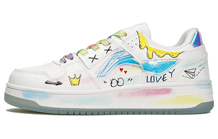 Buy 【定制球鞋】 LiNing李寧 天跡 笑臉 皇冠 愛心 低幫 板鞋 女款 紅黃藍