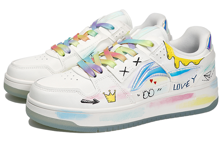 Lookbook 【定制球鞋】 LiNing李寧 天跡 笑臉 皇冠 愛心 低幫 板鞋 女款 紅黃藍