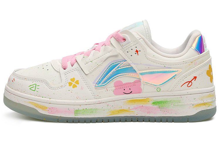Buy (W) 리닝 웨이드 '귀여운 낙서곰 & 클로버' 커스텀 슈즈 AGCP362-8(Team15-女款手绘涂鸦四叶草白粉红)