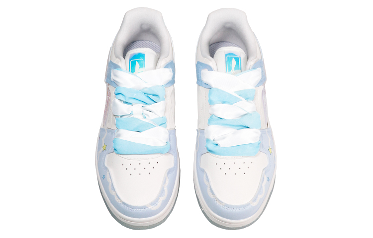 Shop (W) 리닝 웨이드 "큐티걸 블루화이트 리본" 커스텀 슈즈 AGCP362-8(TeamThree-女款可爱表情包蓝白)