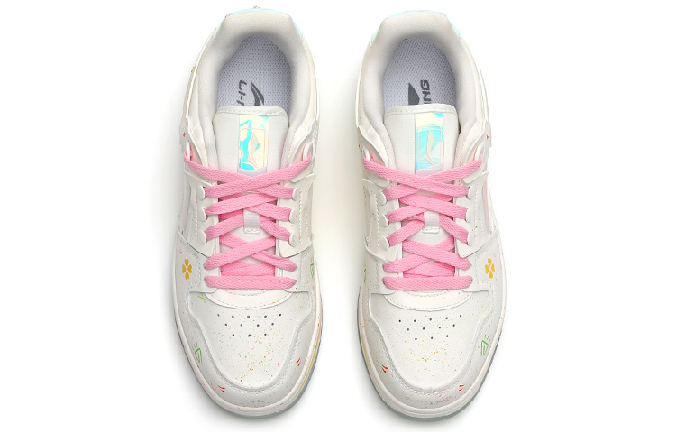 Shop (W) 리닝 웨이드 '귀여운 낙서곰 & 클로버' 커스텀 슈즈 AGCP362-8(Team15-女款手绘涂鸦四叶草白粉红)