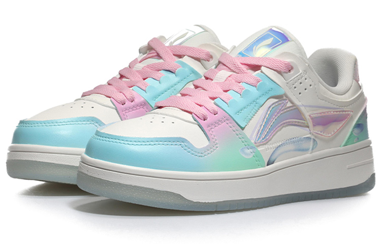 Lookbook 【訂製球鞋】LiNing李寧 天跡 漸變雲朵 酸性金屬 未來科技感 情人節禮物 休閒 低幫 板鞋 女款 鐳射粉