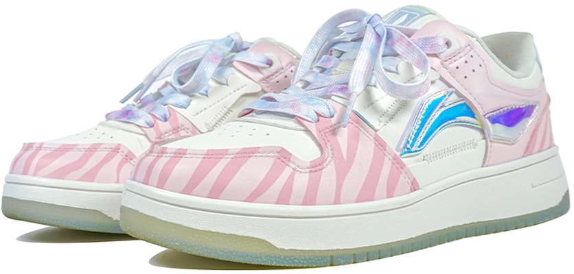 【定製球鞋】 LiNing李寧 天跡 玖製 鐳射 斑馬 粉條紋 低幫 板鞋 女款 粉色 Lookbook 【定製球鞋】 LiNing李寧 天跡 玖製 鐳射 斑馬 粉條紋 低幫 板鞋 女款 粉色
