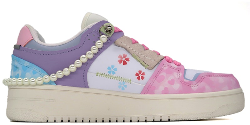 【定制球鞋】 LiNing李寧 天跡 愛心 珍珠項鍊 可愛風 紮染 減震 低幫 板鞋 女款 粉藍 Order 【定制球鞋】 LiNing李寧 天跡 愛心 珍珠項鍊 可愛風 紮染 減震 低幫 板鞋 女款 粉藍