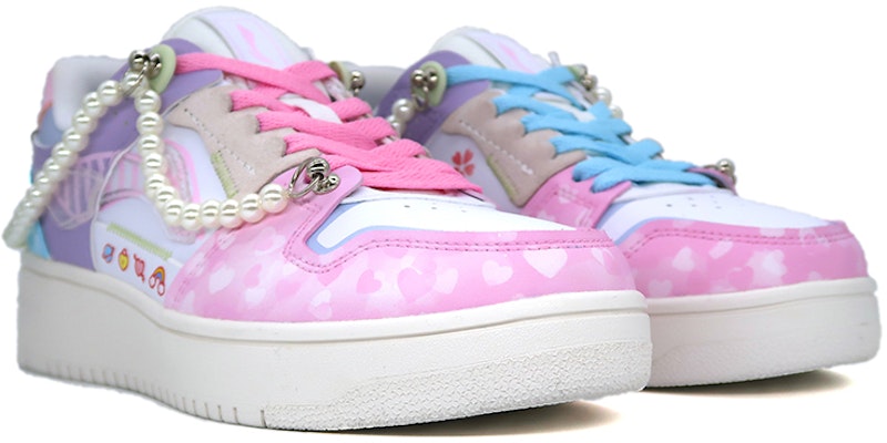 【定制球鞋】 LiNing李寧 天跡 愛心 珍珠項鍊 可愛風 紮染 減震 低幫 板鞋 女款 粉藍 Lookbook 【定制球鞋】 LiNing李寧 天跡 愛心 珍珠項鍊 可愛風 紮染 減震 低幫 板鞋 女款 粉藍