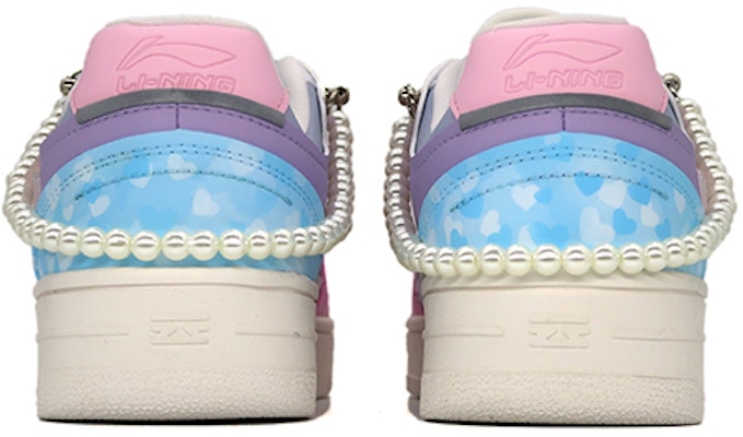 【定制球鞋】 LiNing李寧 天跡 愛心 珍珠項鍊 可愛風 紮染 減震 低幫 板鞋 女款 粉藍 Shop 【定制球鞋】 LiNing李寧 天跡 愛心 珍珠項鍊 可愛風 紮染 減震 低幫 板鞋 女款 粉藍