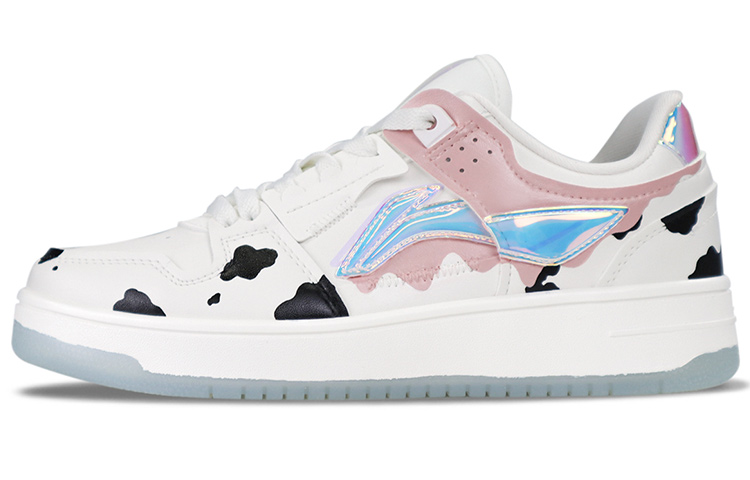 Buy 【定製球鞋】 LiNing李寧 天跡 鐳射 復古奶牛 流淌 可愛氛圍 手繪噴繪 落櫻粉 情人節禮物 休閒 低幫 板鞋 女款 白粉