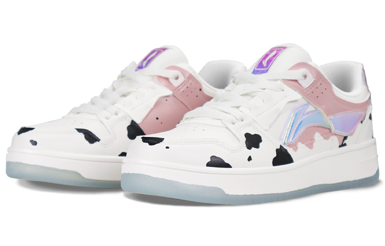 Lookbook 【定製球鞋】 LiNing李寧 天跡 鐳射 復古奶牛 流淌 可愛氛圍 手繪噴繪 落櫻粉 情人節禮物 休閒 低幫 板鞋 女款 白粉