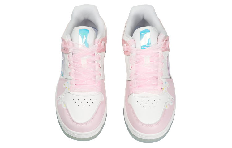 Shop (W) 李寧 WoW リボンハート水玉蝶ネクタイカスタムシューズ AGCP362-8(TeamThree-女款蝴蝶结粉白)