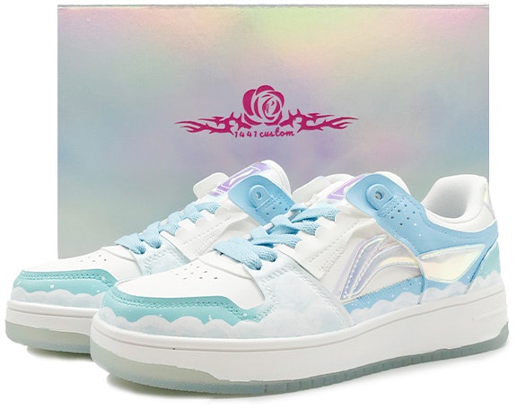 custom-shoes-women-li-ning-way-of-wade-low-top-blue-sky-and-white-clouds-graffiti