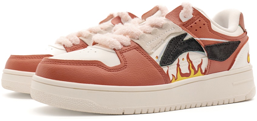 【定制球鞋】 LiNing李寧 天跡 復古主題 火焰鳥 低幫 板鞋 女款 白紅 Lookbook 【定制球鞋】 LiNing李寧 天跡 復古主題 火焰鳥 低幫 板鞋 女款 白紅