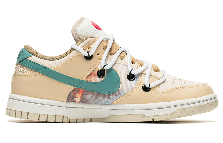 Order (W) [Sepatu Custom] Nike 野鹤制造 x Dunk Low 'Denim Coklat Muda' DX6060-121(TeamB-米黄绿勾解构)
