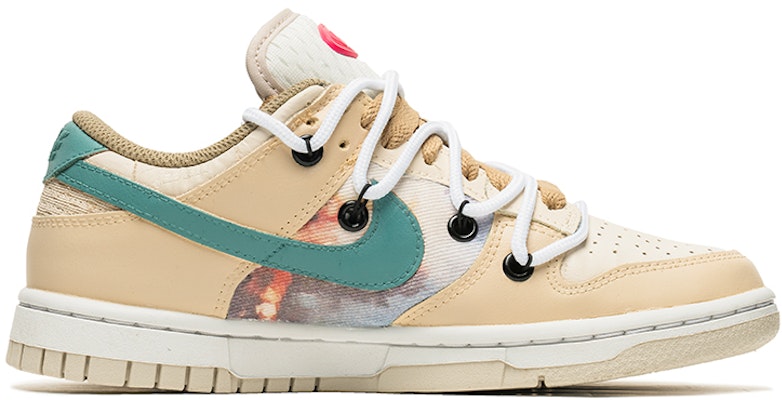 【Custom Sneakers】 Nike Dunk Low 野鹤製造 街舞系列 爆炸現場 解構雙鞋帶 牛仔貼布 低幫 板鞋 女款 米黃 Order 【Custom Sneakers】 Nike Dunk Low 野鹤製造 街舞系列 爆炸現場 解構雙鞋帶 牛仔貼布 低幫 板鞋 女款 米黃