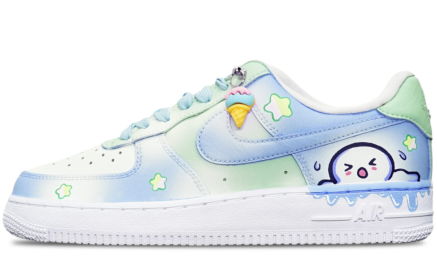 Buy (W) [Sepatu Kustom] Nike Air Force 1 '07 'Es Krim Blueberry Matcha' DD8959-108(TeamT-冰淇淋蓝绿白S-BOX)