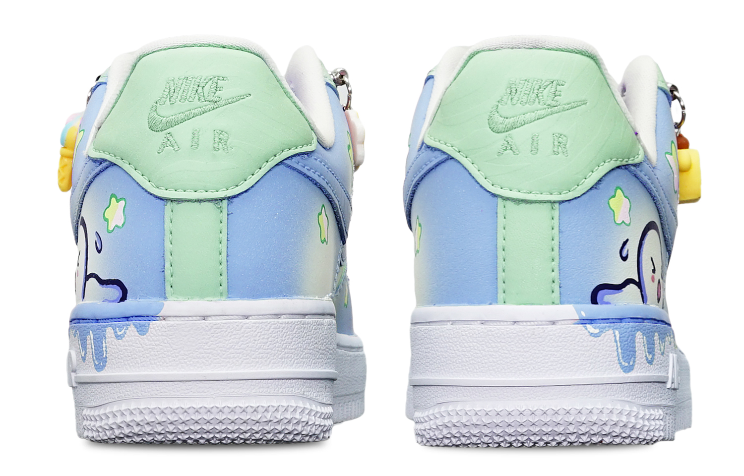 Shop (W) [Sepatu Kustom] Nike Air Force 1 '07 'Es Krim Blueberry Matcha' DD8959-108(TeamT-冰淇淋蓝绿白S-BOX)