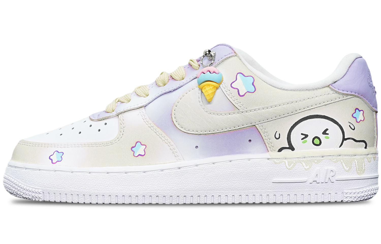 Buy (W) 【定制鞋款】耐克空军1代'07款 '奶油芋头冰淇淋' DD8959-108(TeamT-冰淇淋米紫白S-BOX)
