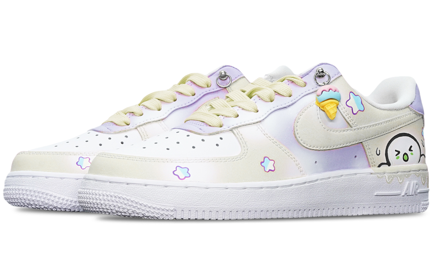 Lookbook (W) 【定制鞋款】耐克空军1代'07款 '奶油芋头冰淇淋' DD8959-108(TeamT-冰淇淋米紫白S-BOX)