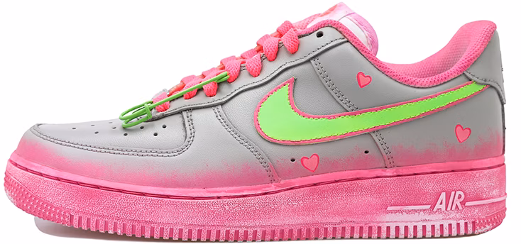 custom-shoes-women-nike-air-force-1-07-pin-heart-aged-grey-pink-green